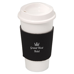 DA7437
	-NYC PLASTIC CUP WITH NEOPRENE SLEEVE
	-White cup with Black sleeve